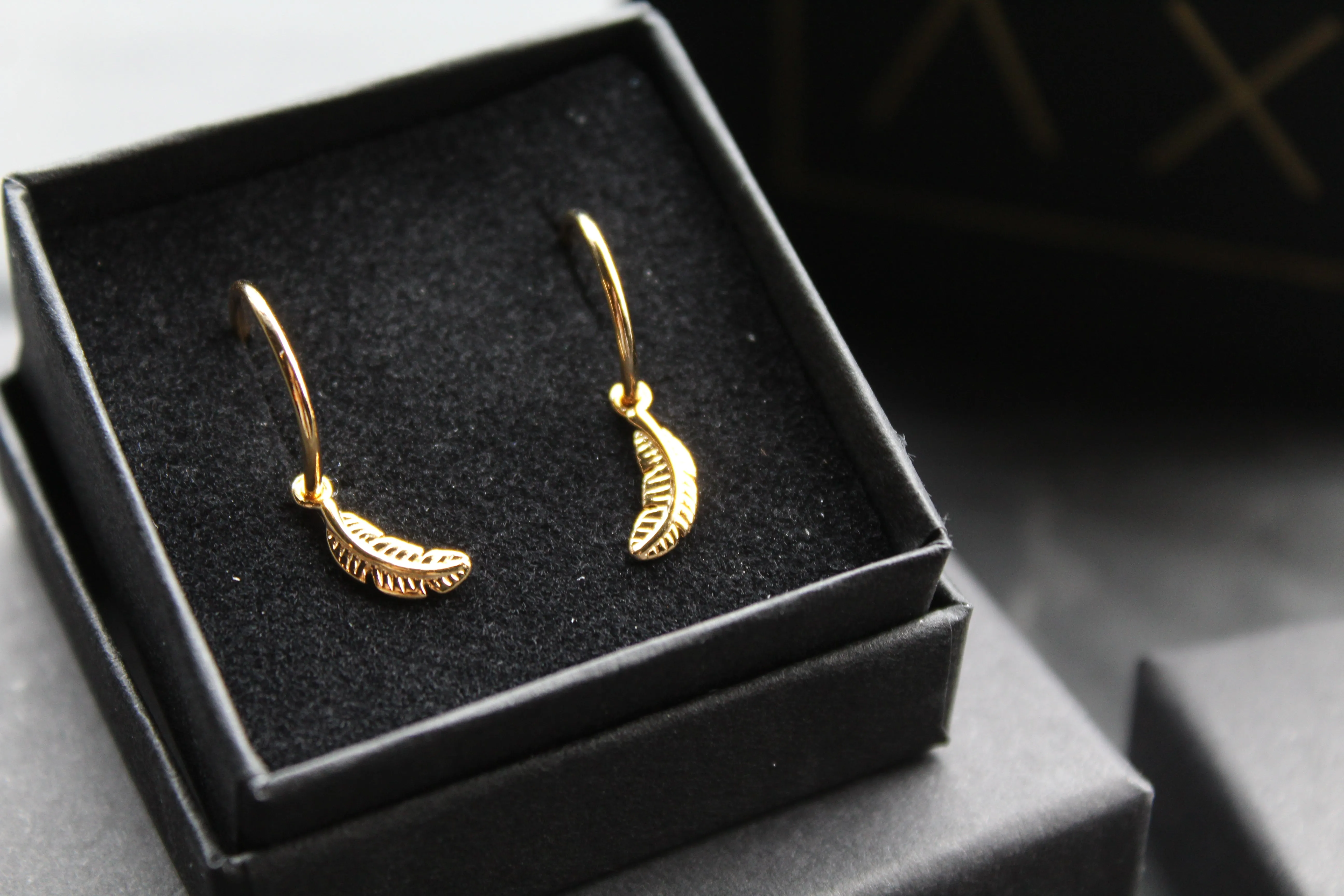 Feather Hoop Earrings