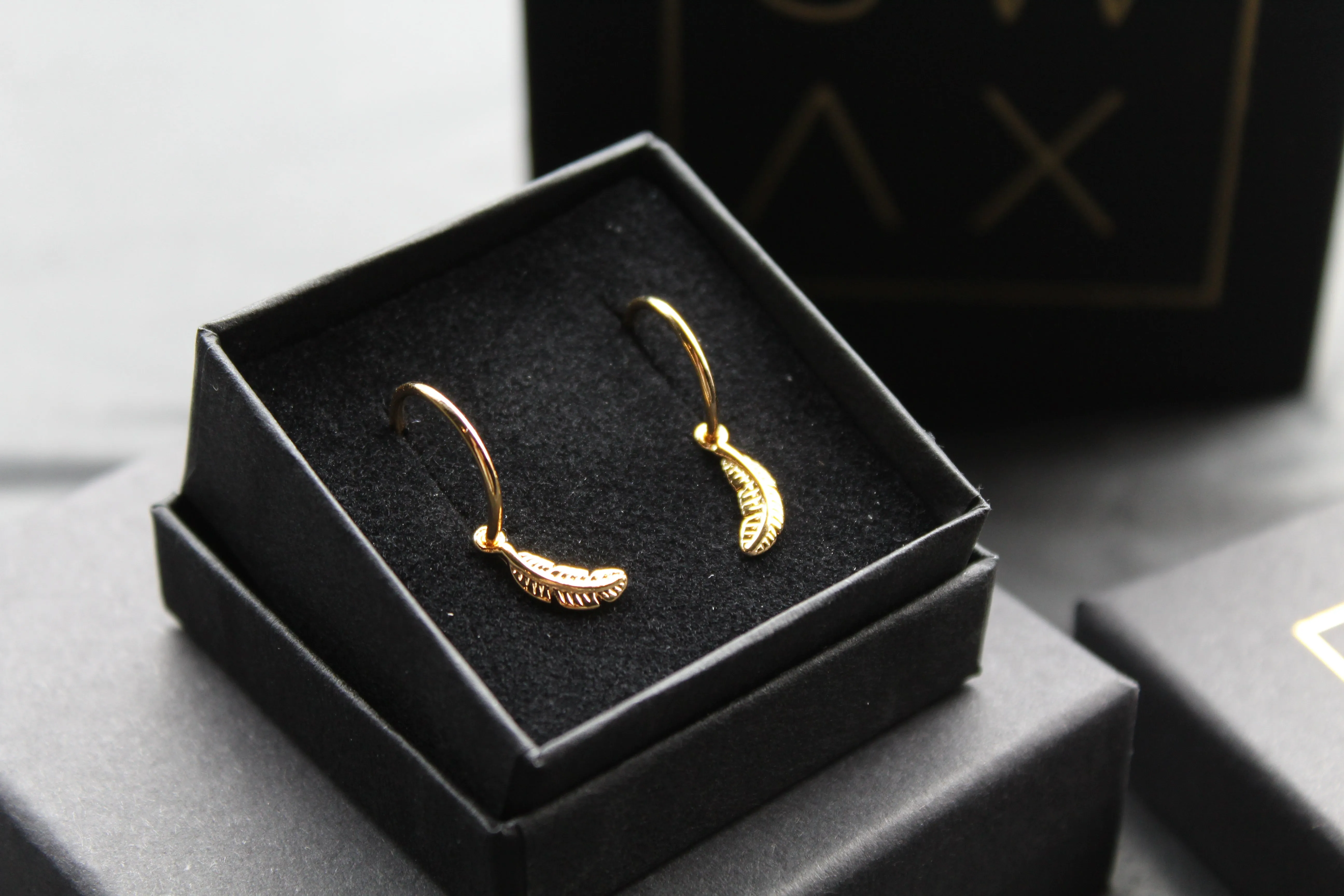 Feather Hoop Earrings