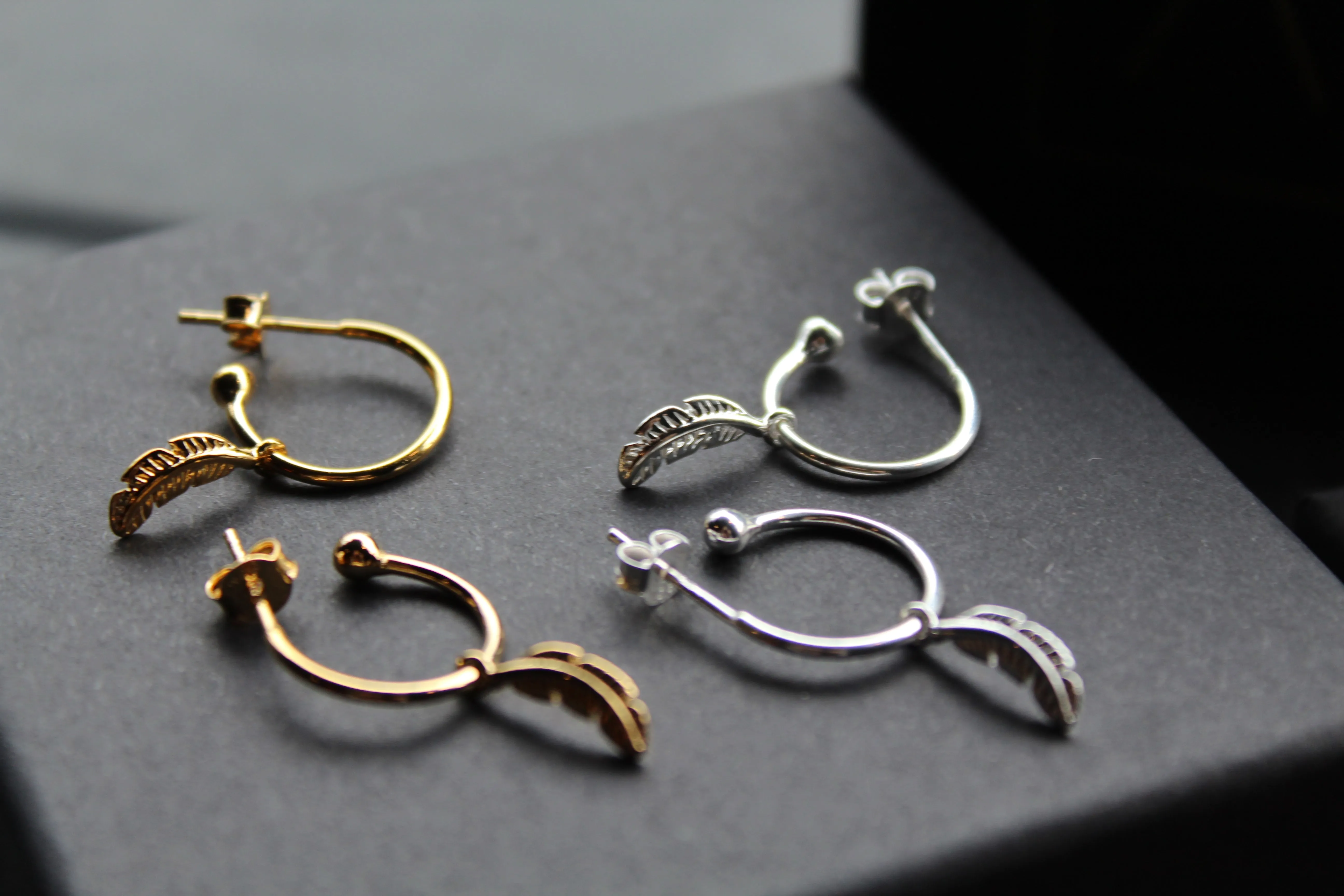 Feather Hoop Earrings