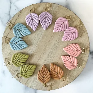Feather/ Leaf Clay Statement Drop Earring