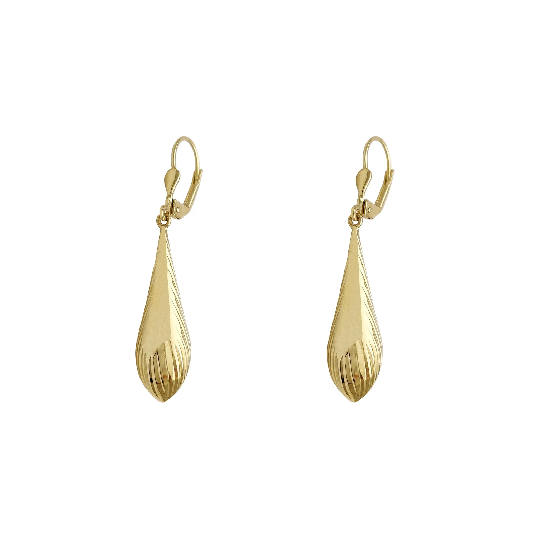 Feather Shaped Diamond Cuts Drop Earrings (14K)