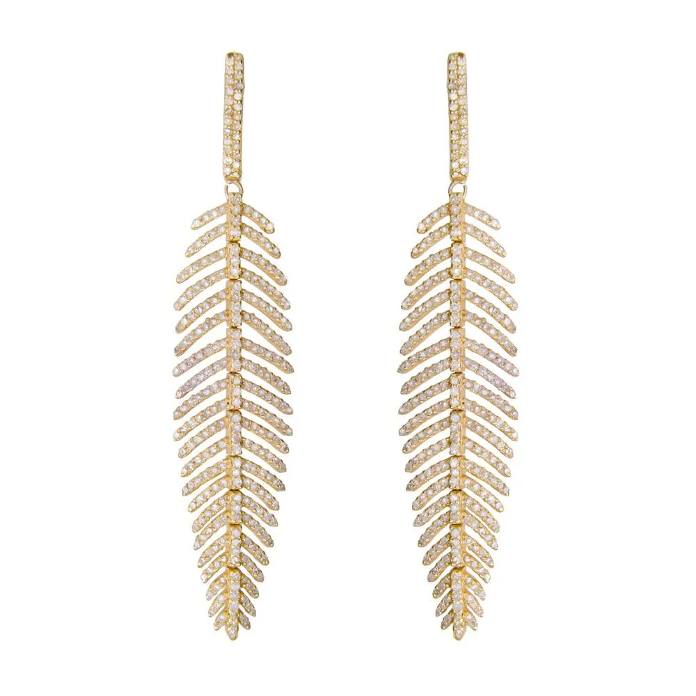 FEATHER WIND DIAMOND EARRINGS, GOLD