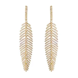 FEATHER WIND DIAMOND EARRINGS, GOLD