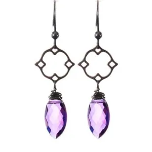 Filigree Earrings w Marquee Gem Drop