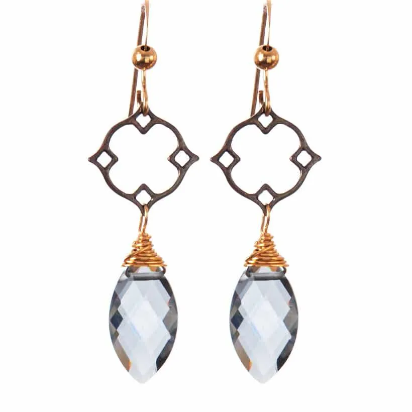 Filigree Earrings w Marquee Gem Drop