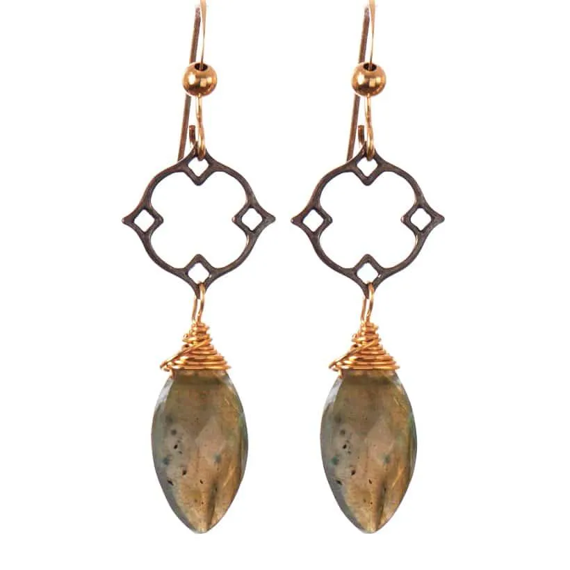 Filigree Earrings w Marquee Gem Drop
