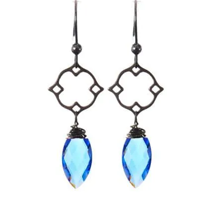 Filigree Earrings w Marquee Gem Drop