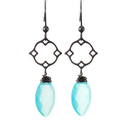Filigree Earrings w Marquee Gem Drop