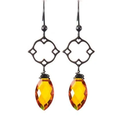 Filigree Earrings w Marquee Gem Drop