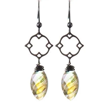 Filigree Earrings w Marquee Gem Drop