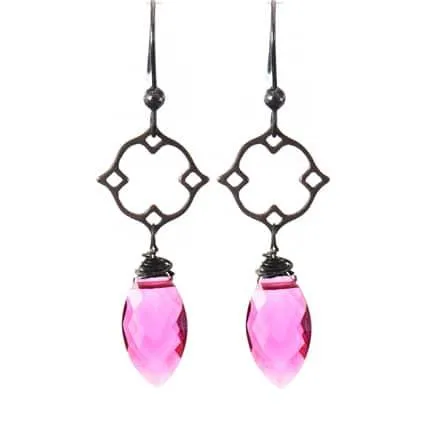 Filigree Earrings w Marquee Gem Drop