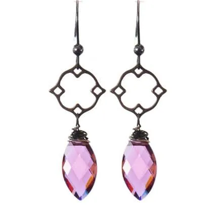 Filigree Earrings w Marquee Gem Drop