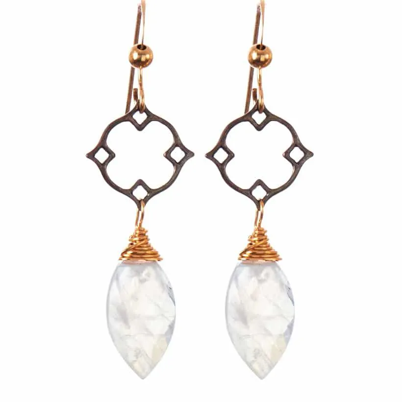Filigree Earrings w Marquee Gem Drop