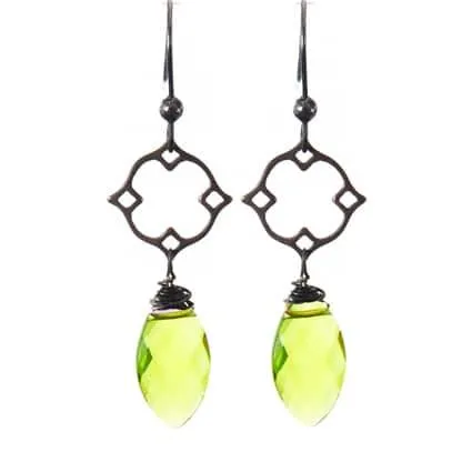 Filigree Earrings w Marquee Gem Drop