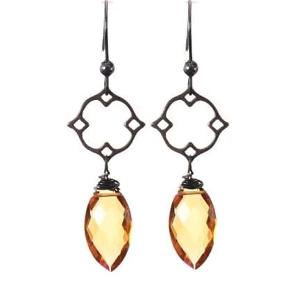 Filigree Earrings w Marquee Gem Drop