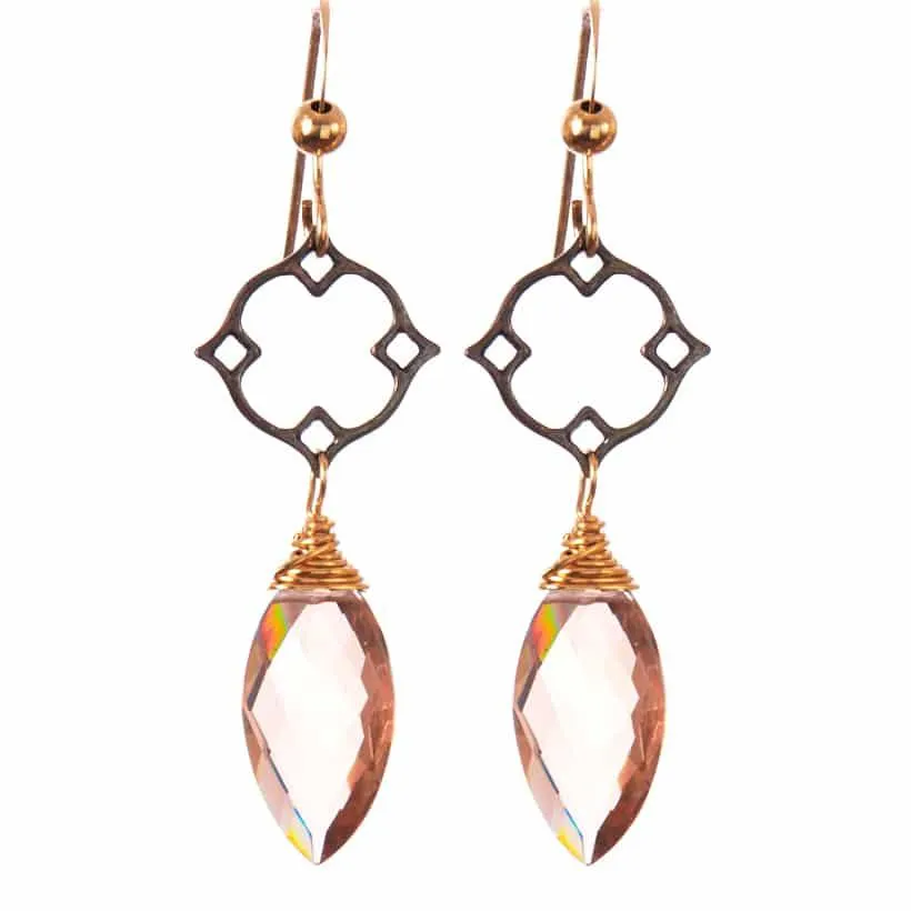 Filigree Earrings w Marquee Gem Drop