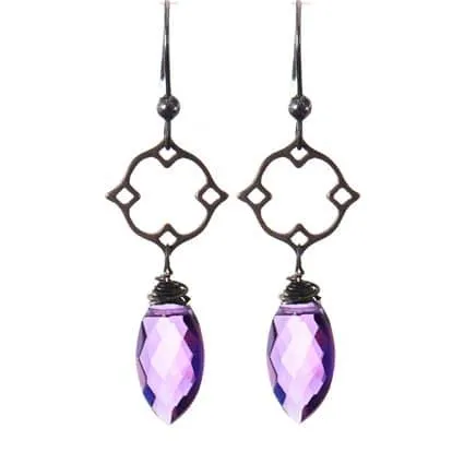 Filigree Earrings w Marquee Gem Drop