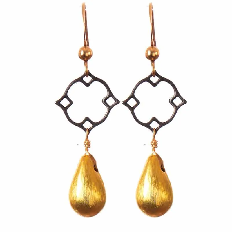 Filigree Earrings w Marquee Gem Drop