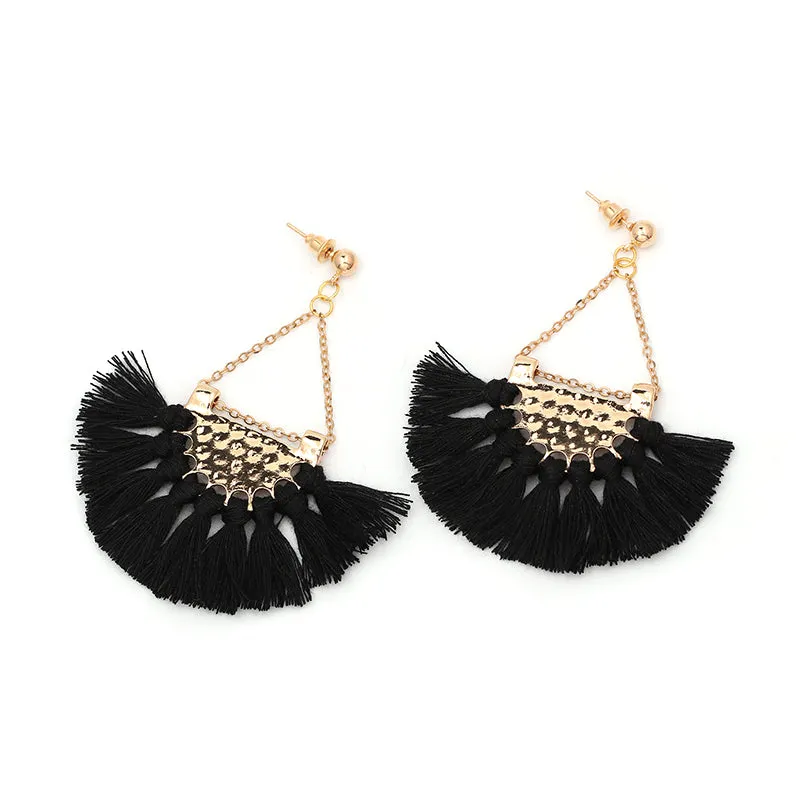 Flamenco Black Tassel Earrings