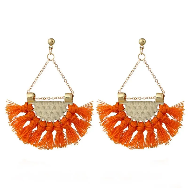 Flamenco Orange Tassel Earrings