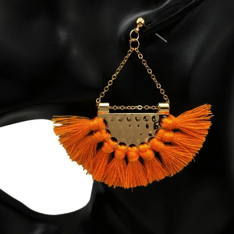 Flamenco Orange Tassel Earrings