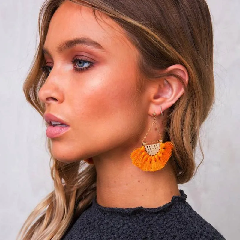 Flamenco Orange Tassel Earrings