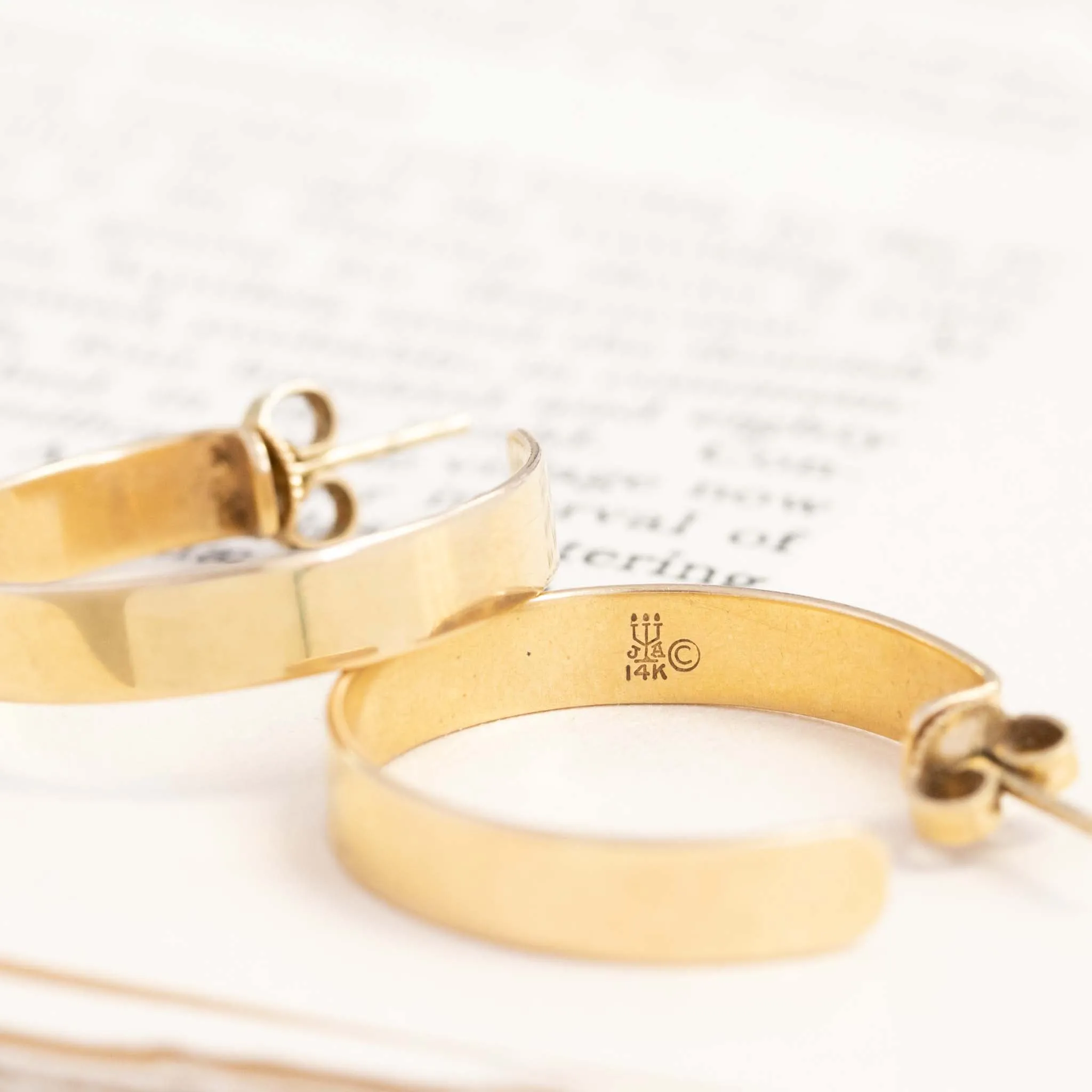 Flat Gold Hoop Earrings