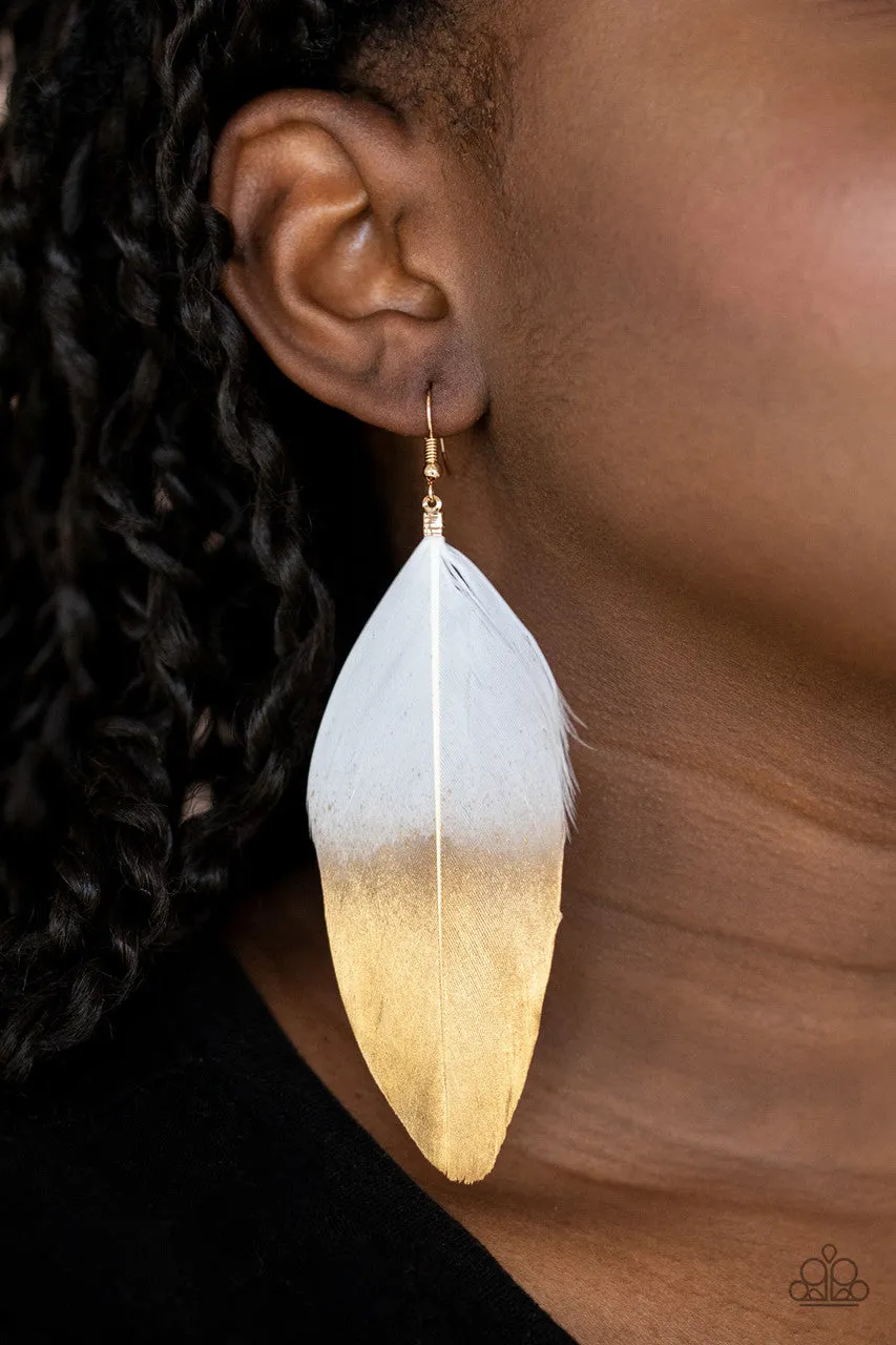 Fleek Feathers White Paparazzi Earrings