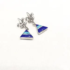 Fleur-de-lis Lapis and Turquoise Earrings