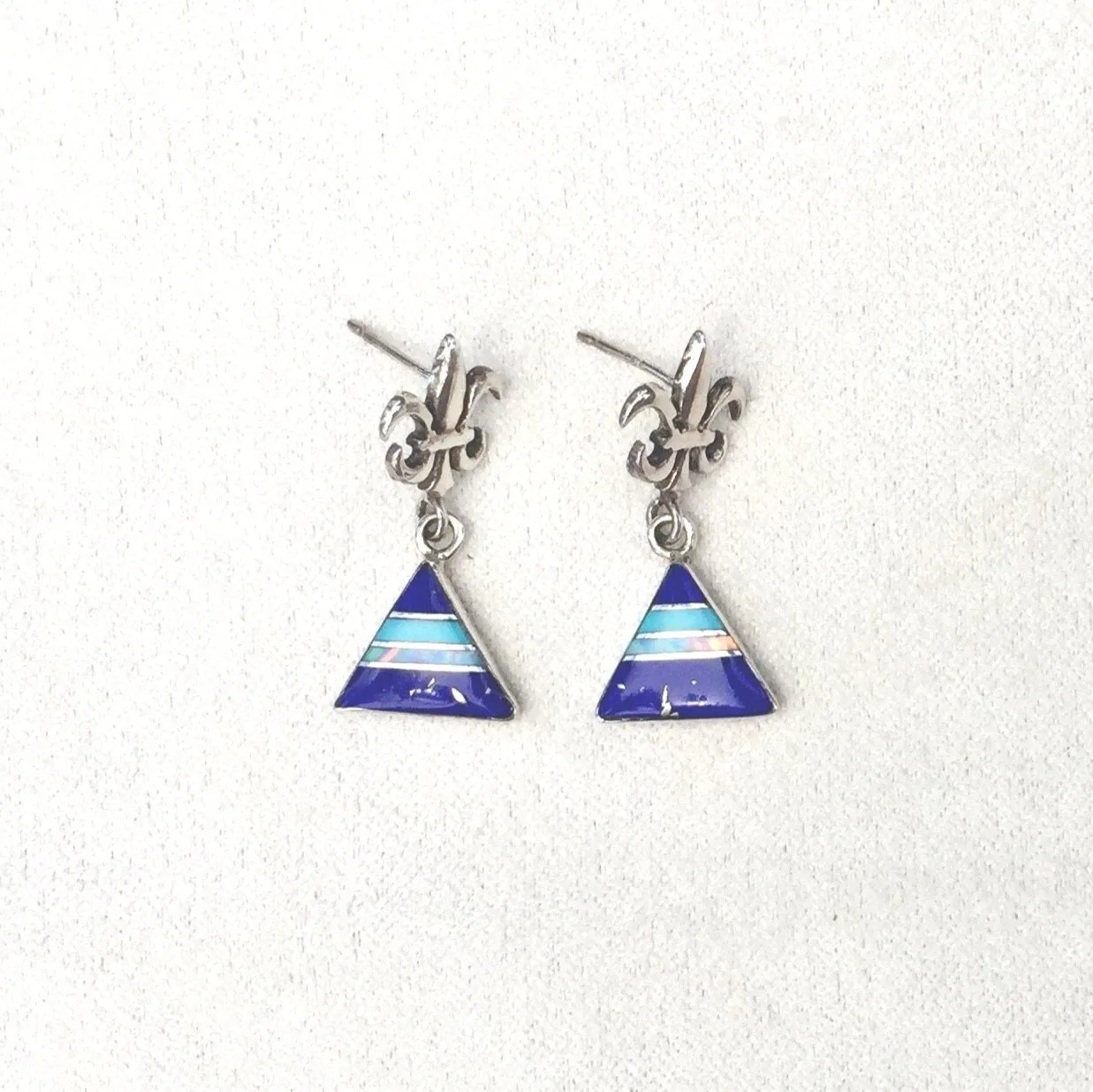 Fleur-de-lis Lapis and Turquoise Earrings