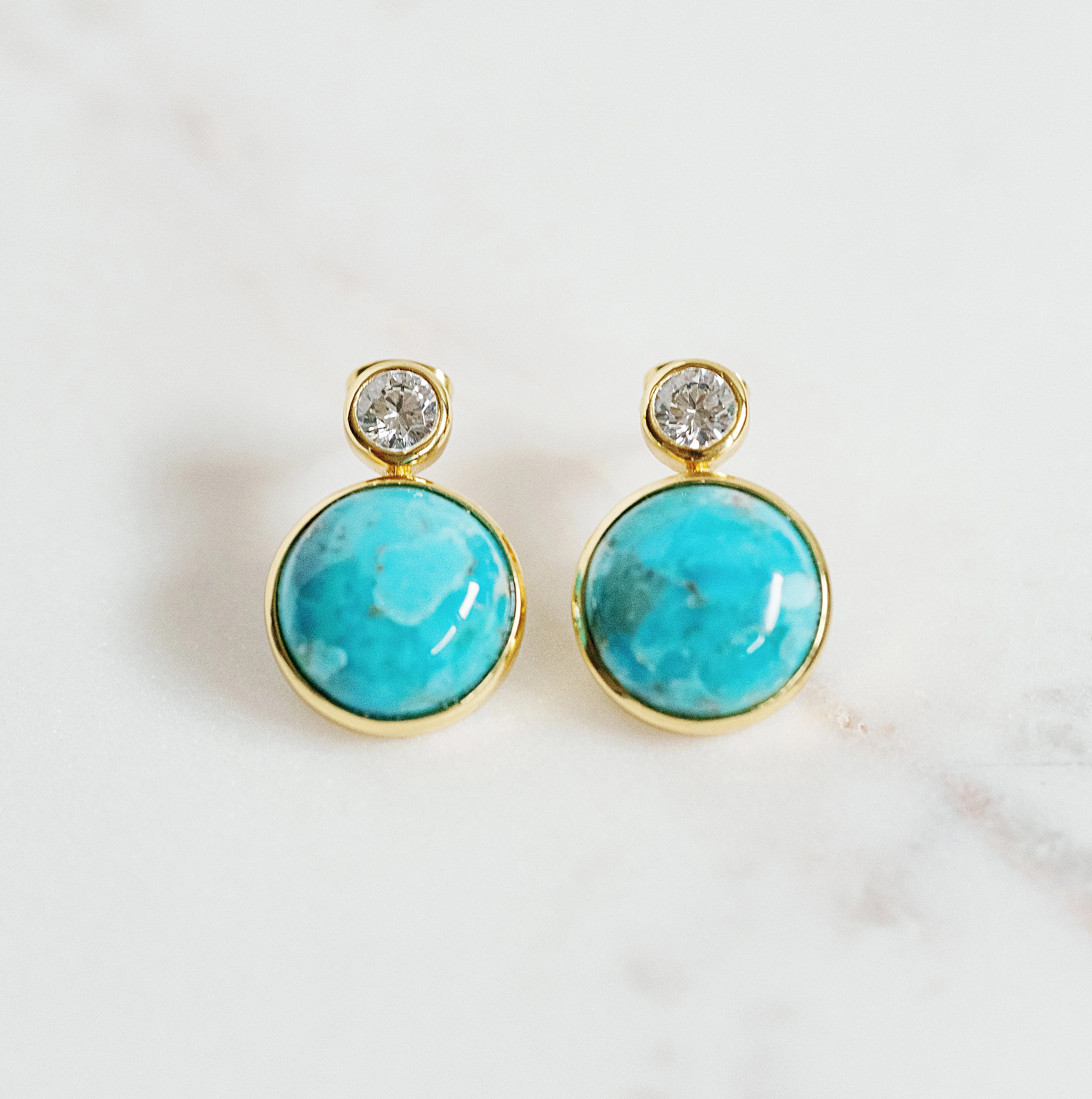 Floating Gem Stud Earrings in Blue Mohave Turquoise