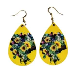 Floral Headdress Wood Earrings