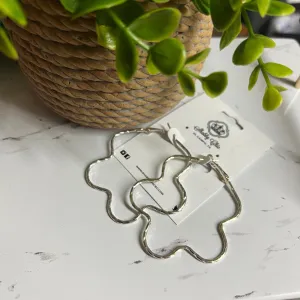 Flower Hoop Earrings - Silver