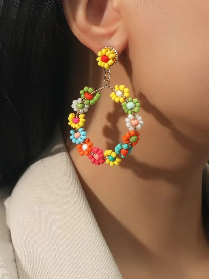Flower Shower Beaded Earrings