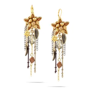 FLOWER TASSEL  EARRINGS #220GD3101 (1A6/1E18)