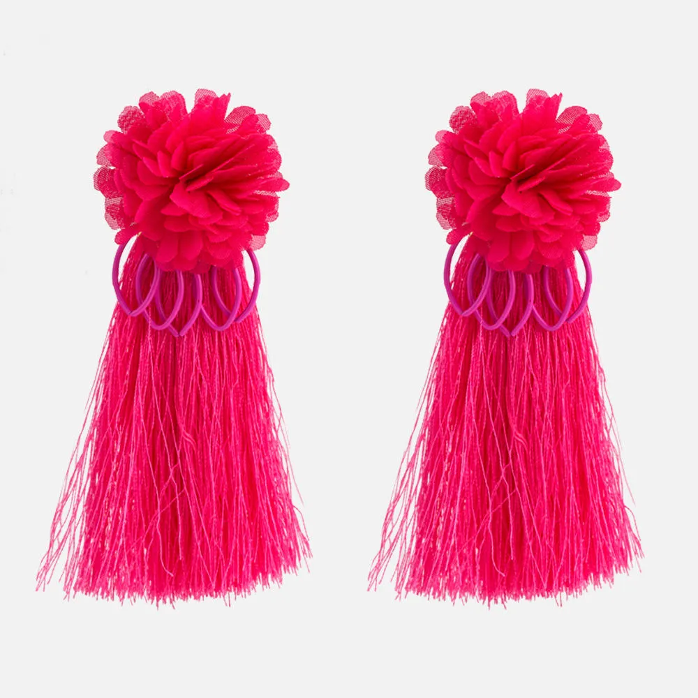 Flower Tassel Earrings Trend Street Shooting Inlaid Earrings