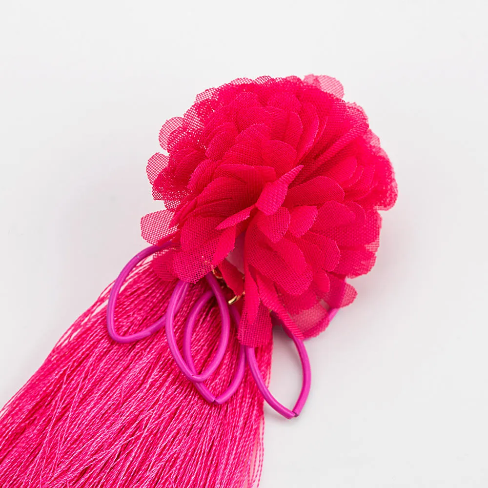 Flower Tassel Earrings Trend Street Shooting Inlaid Earrings