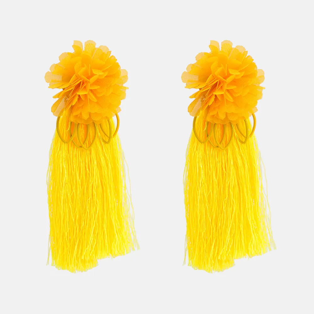Flower Tassel Earrings Trend Street Shooting Inlaid Earrings