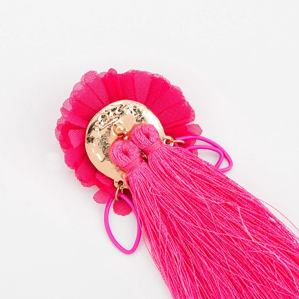 Flower Tassel Earrings Trend Street Shooting Inlaid Earrings