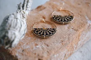 Forest Bloom Wooden Hoop Earrings