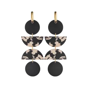 Forever Classic Wooden 4-Piece Earrings Black/Gold