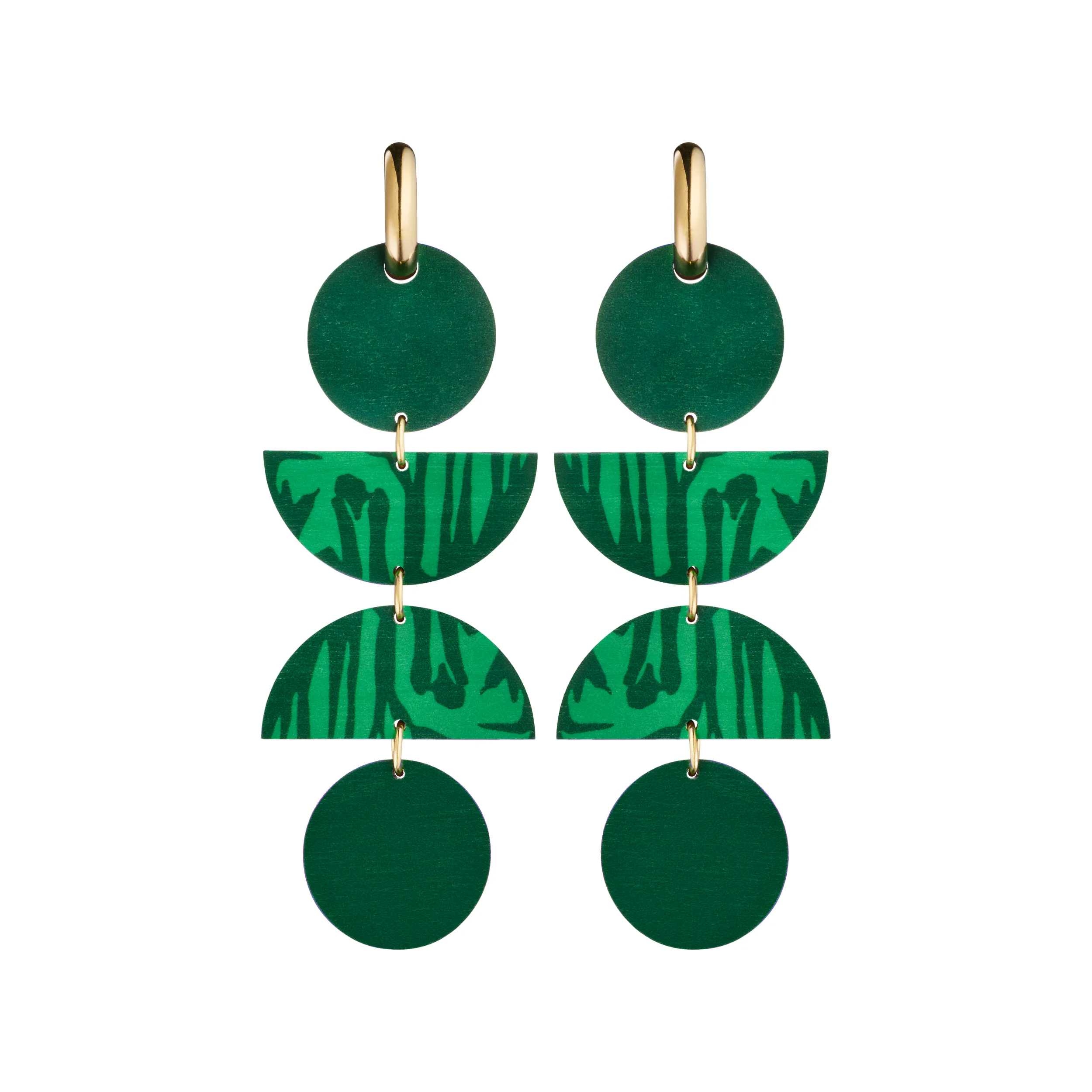 Forever Growing Wooden 4-Piece Earrings Green/Gold