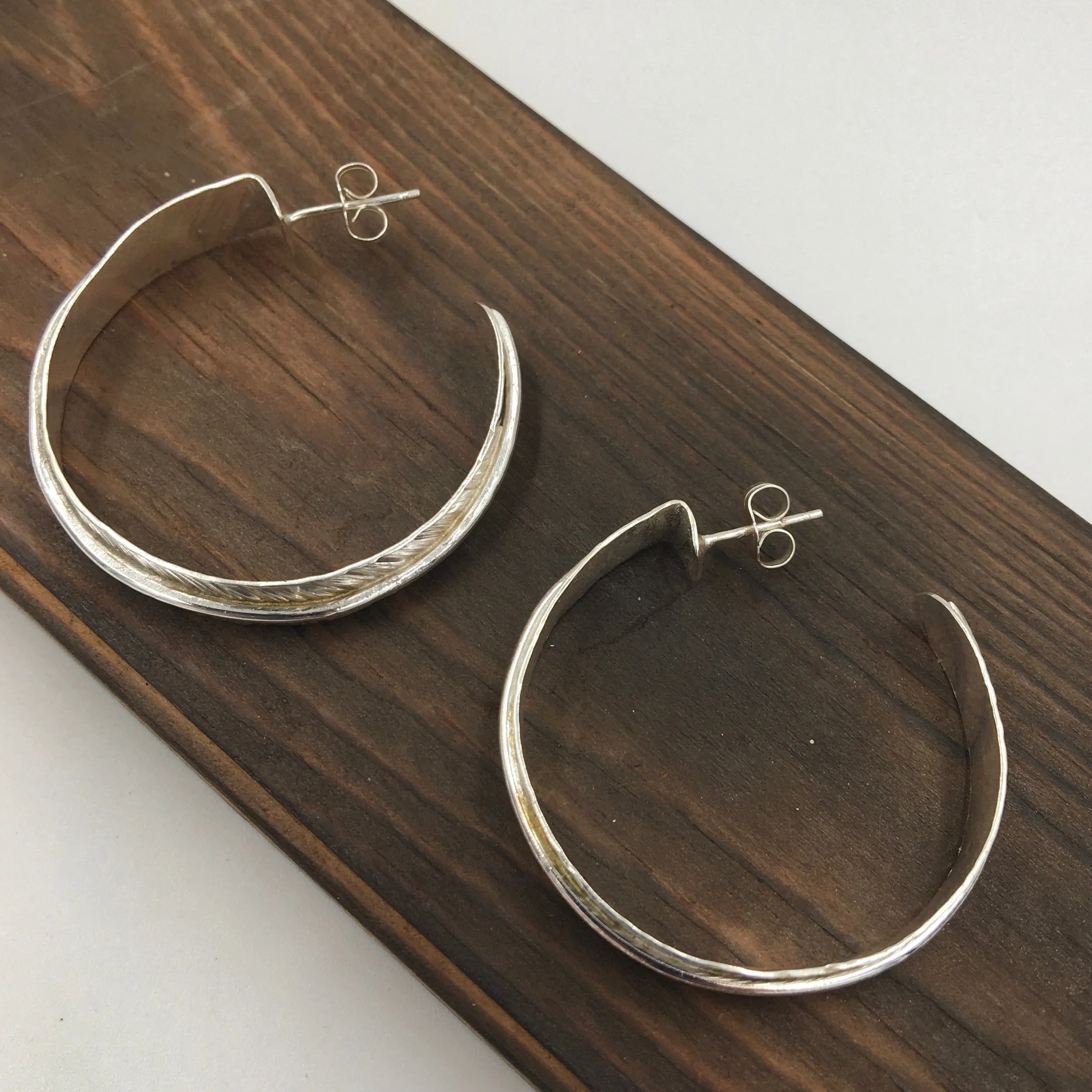 Forged Sterling Hoops