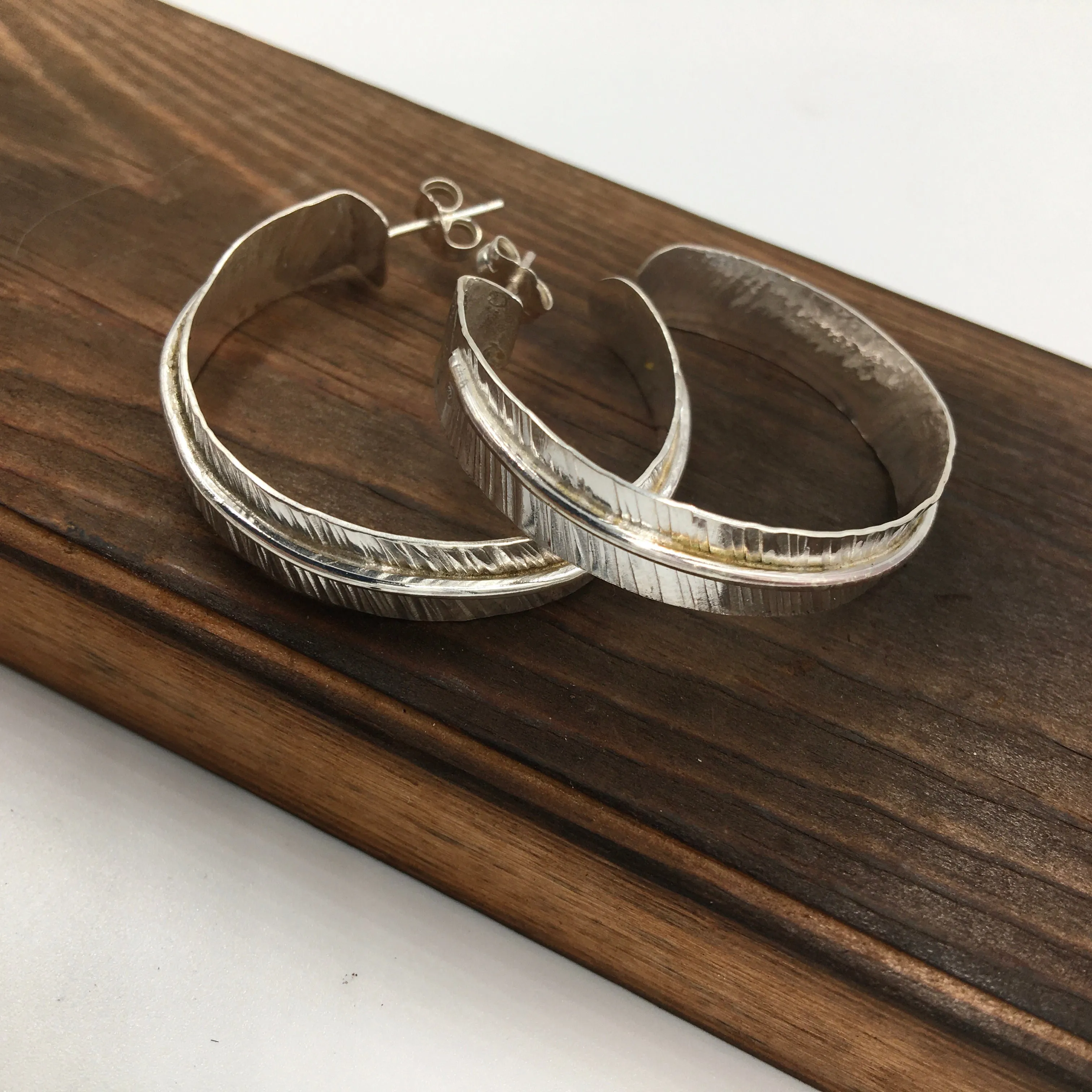 Forged Sterling Hoops