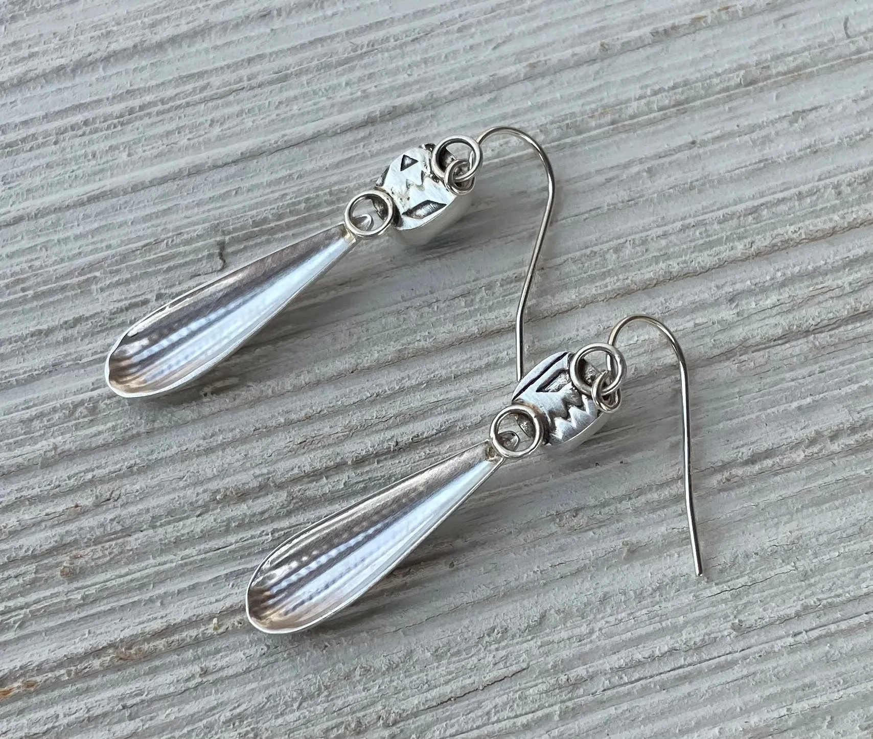 Fox Turquoise Braided Silver Drop Earrings
