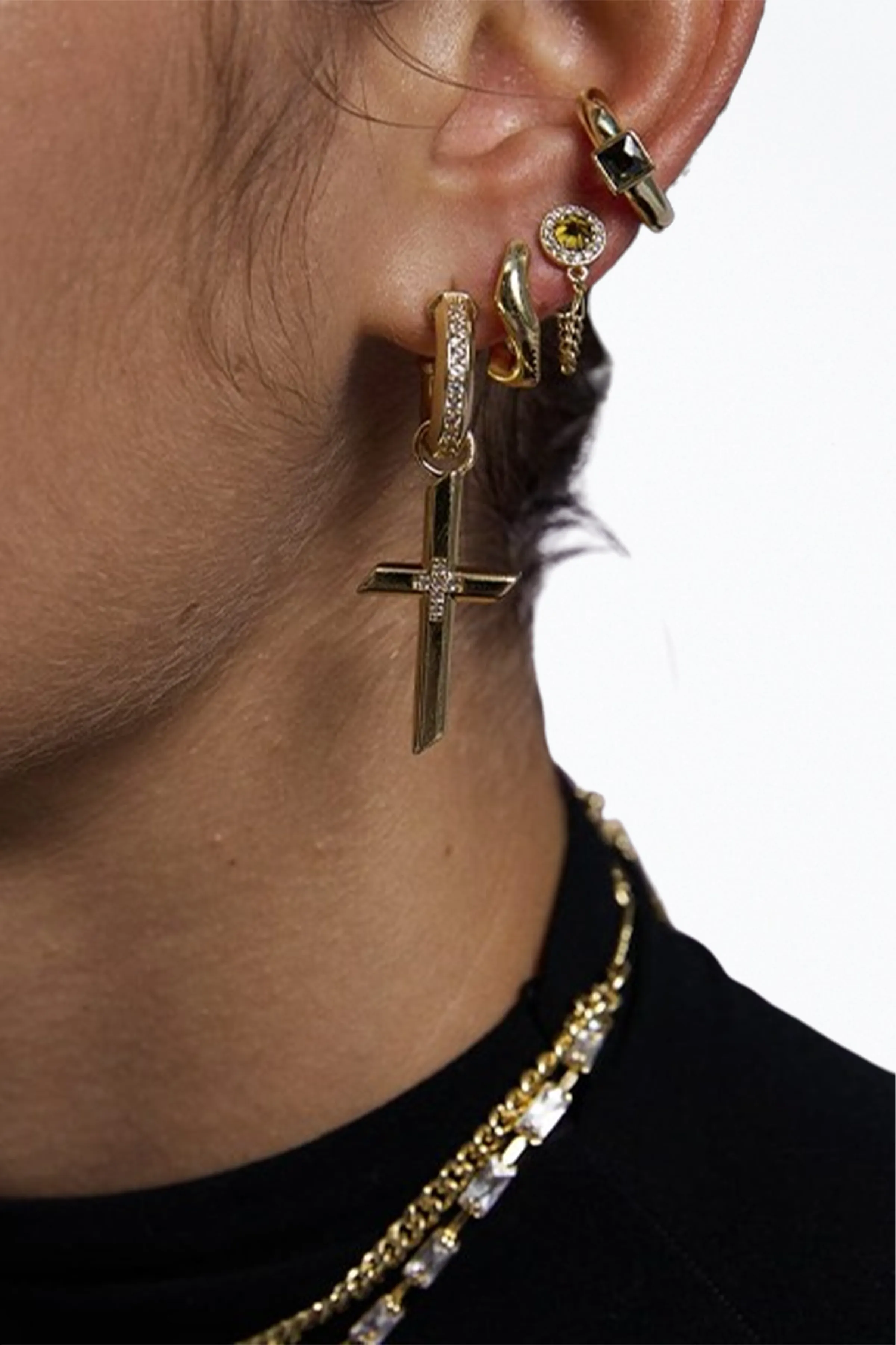FREEDOM CROSS CHARM EARRINGS
