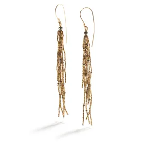 French Brass & Pyrite Tassel Earrings