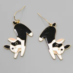 Frenchie French Bulldog Enamel Drop Earrings
