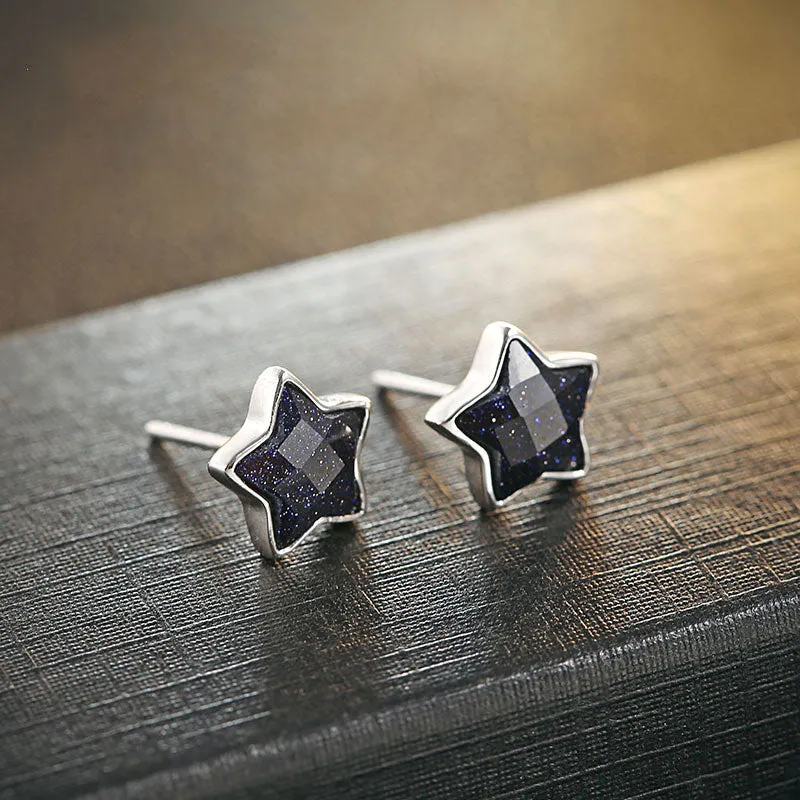 Galaxy Star Silver Stud Crystal Cubic Zircon Earrings