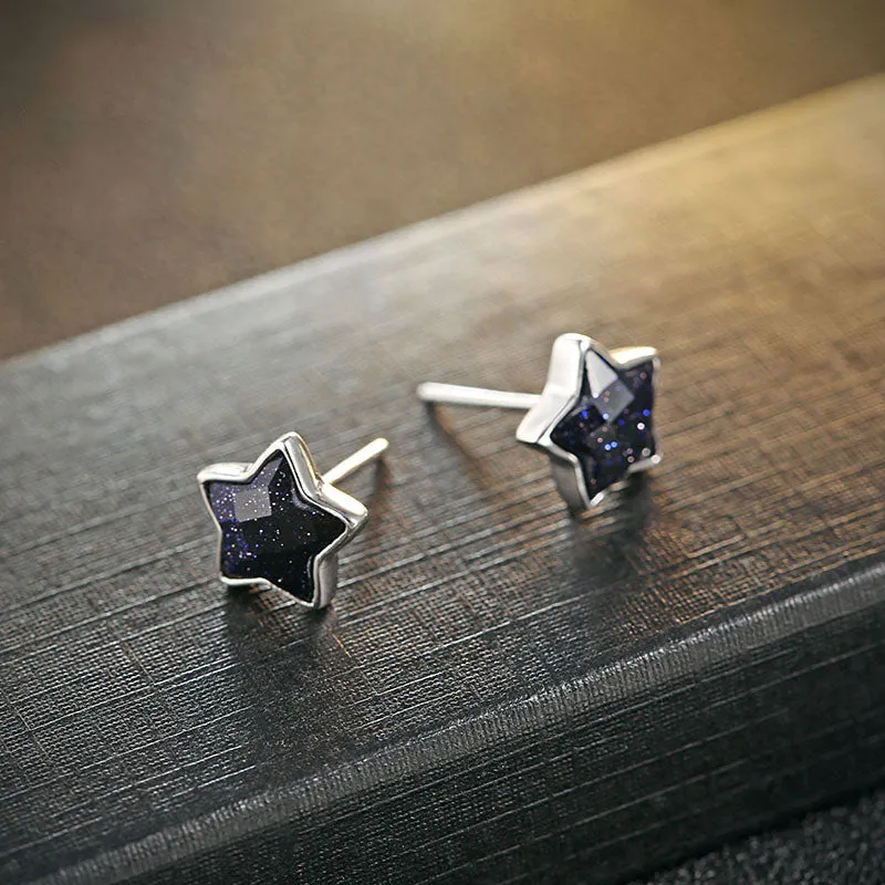 Galaxy Star Silver Stud Crystal Cubic Zircon Earrings